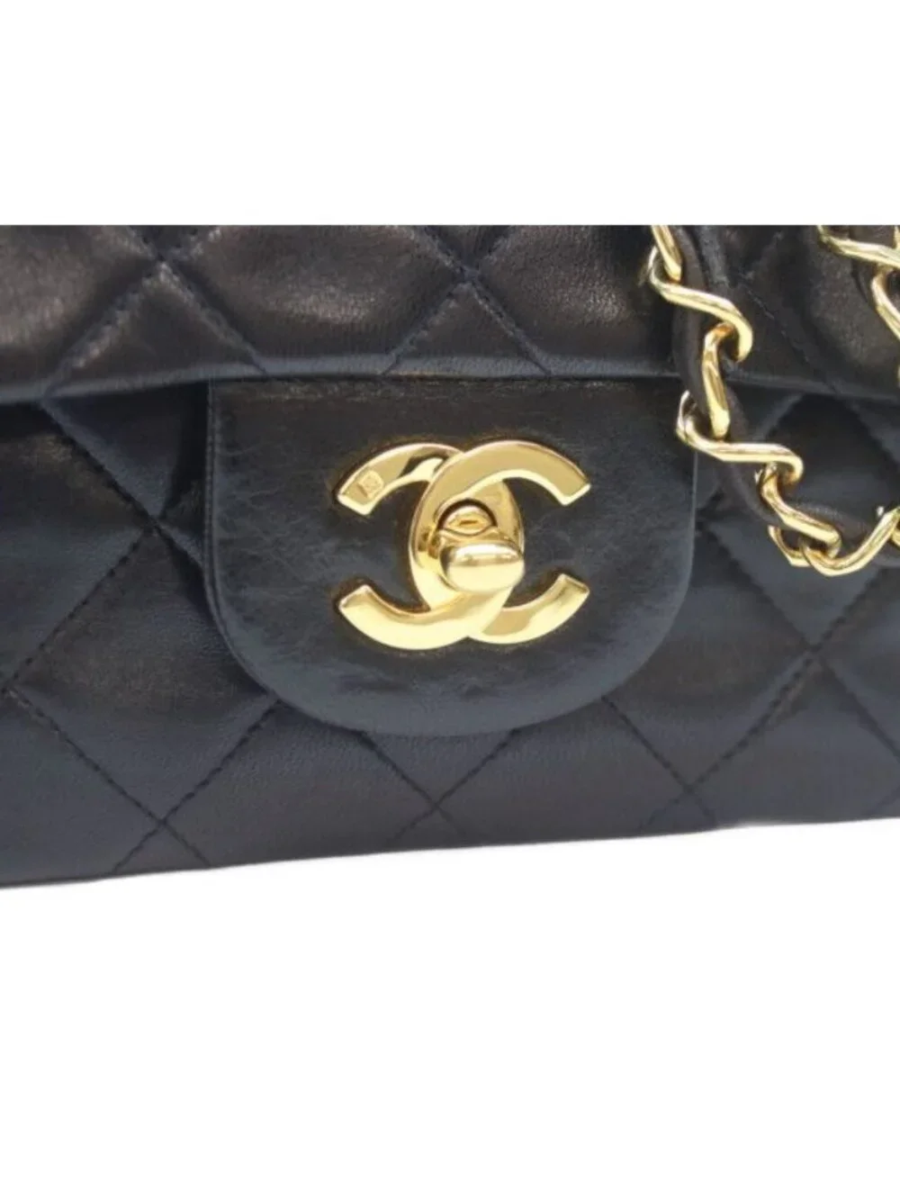 Chanel Black Lambskin Gold Double Flap Bag Quilted 23